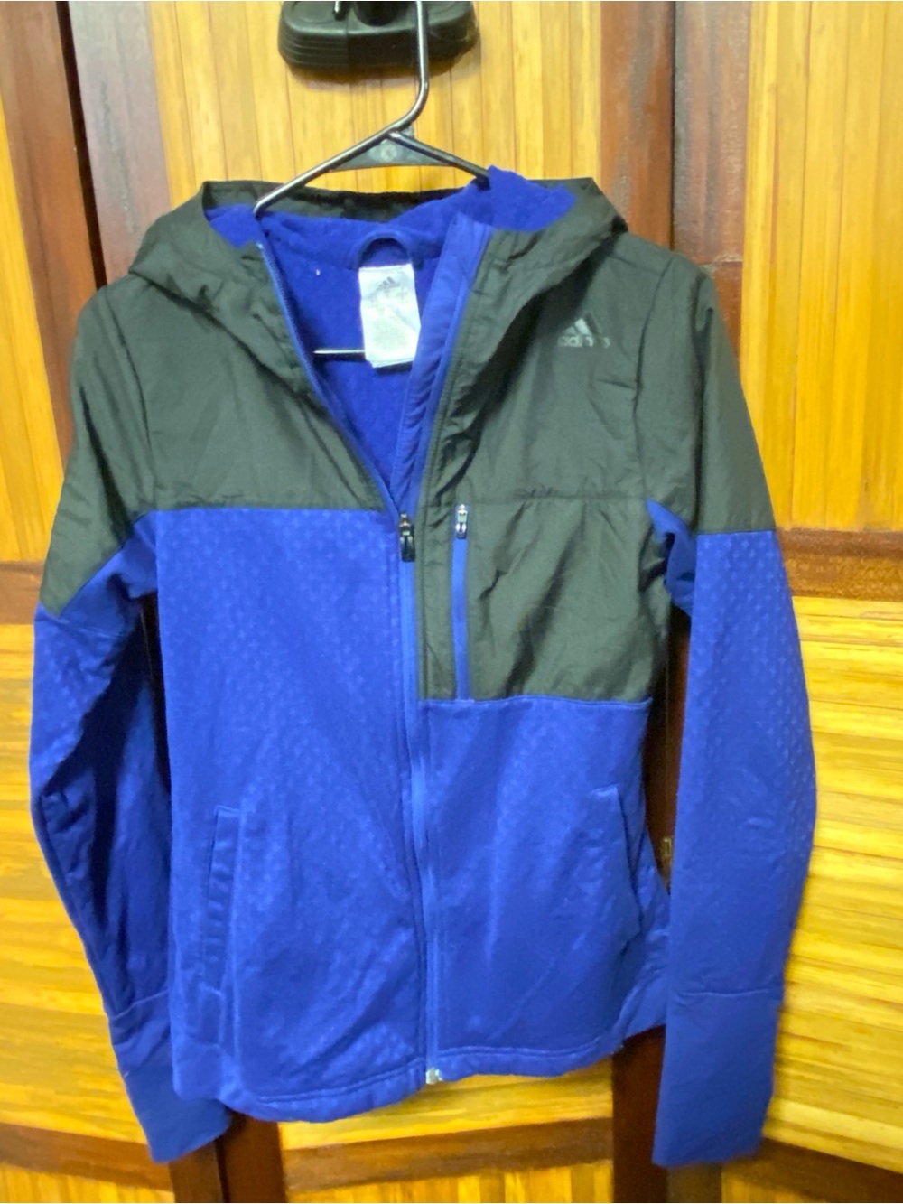 adidas Royal Blue and Black Fleece Hoodie